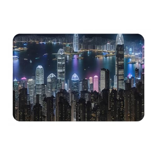 Ultradünne Fußmatte mit Hongkong-Aufdruck, perfekt für Haustür, Hintertür, Terrasse und Eingangsbereich von BGSHJVF