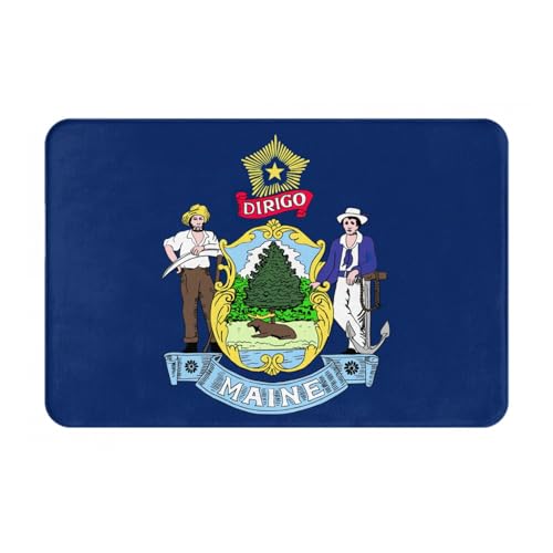 Ultradünne Fußmatte mit Maine State Flagge, perfekt für Haustür, Hintertür, Terrasse und Eingangsbereich von BGSHJVF