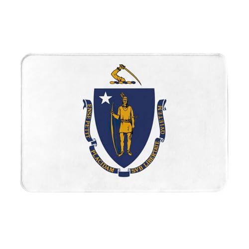 Ultradünne Fußmatte mit Massachusetts Staatsflagge, perfekt für Haustür, Hintertür, Terrasse und Eingangsbereich von BGSHJVF