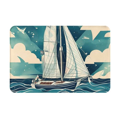 Ultradünne Fußmatte mit Meeressegelboot-Druck, perfekt für Haustür, Hintertür, Terrasse und Eingangsbereich von BGSHJVF