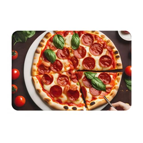 Ultradünne Fußmatte mit Pizza-Aufdruck, perfekt für Haustür, Hintertür, Terrasse und Eingangsbereich von BGSHJVF