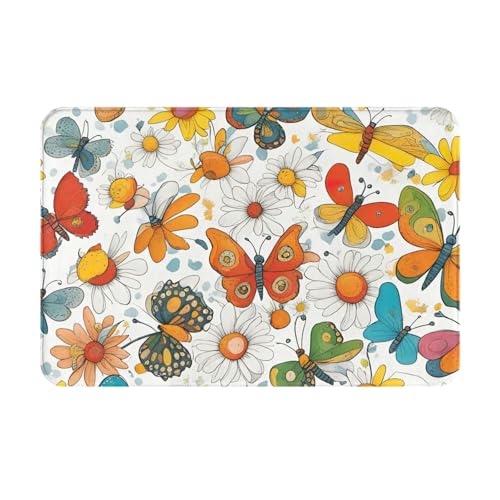 Ultradünne Fußmatte mit Schmetterlings-Gänseblümchen-Druck, perfekt für Innentür, Hintertür, Terrasse und Eingangsbereich von BGSHJVF