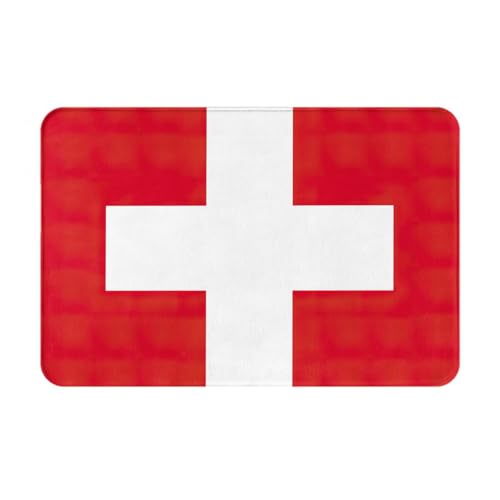 Ultradünne Fußmatte mit Schweizer Flagge, perfekt für Haustür, Hintertür, Terrasse und Eingangsbereich von BGSHJVF