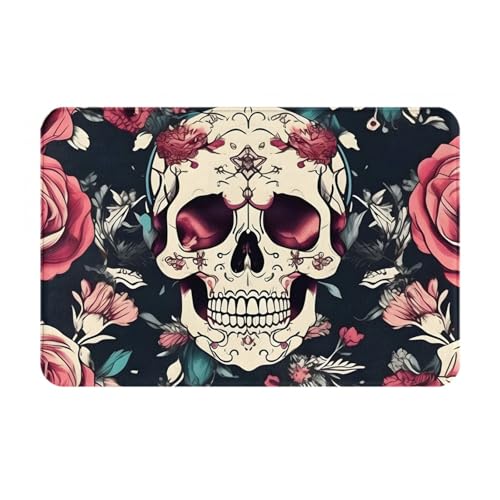 Ultradünne Fußmatte mit Totenkopf-Motiv, perfekt für Haustür, Hintertür, Terrasse und Eingangsbereich von BGSHJVF