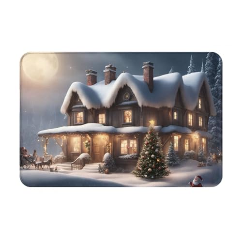 Ultradünne Fußmatte mit Weihnachtsdorfhaus-Druck, perfekt für Haustür, Hintertür, Terrasse und Eingangsbereich von BGSHJVF