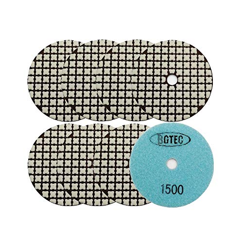 BGTEC 100mm Trocken Diamantpolierkissen Einstellen, 8 Stück #1500 Pads Kit für Granit Marmor Stein Quarzfliesen Betonboden Kanten Arbeitsplatte Polieren von BGTEC