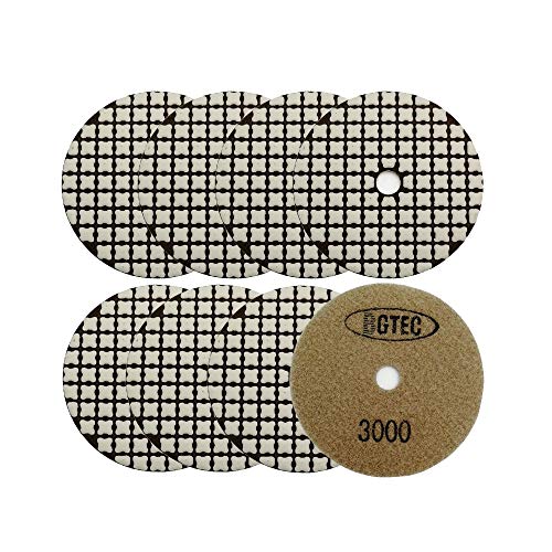 BGTEC 100mm Trocken Diamantpolierkissen Einstellen, 8 Stück #3000 Pads Kit für Granit Marmor Stein Quarzfliesen Betonboden Kanten Arbeitsplatte Polieren von BGTEC