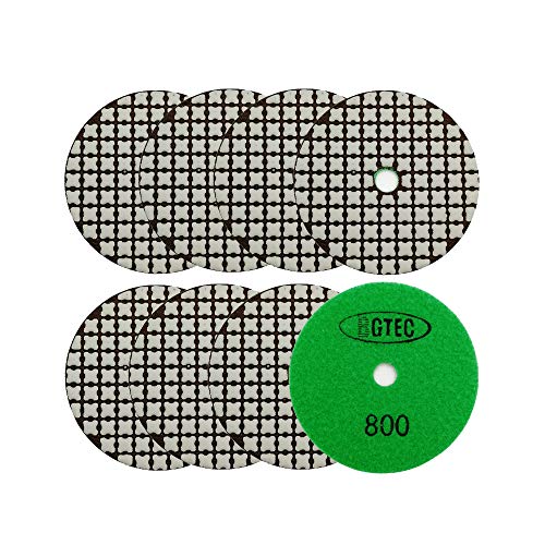 BGTEC 100mm Trocken Diamantpolierkissen Einstellen 8 Stück #800 Pads Kit für Granit Marmor Stein Quarzfliesen Betonboden Kanten Arbeitsplatte Polieren von BGTEC