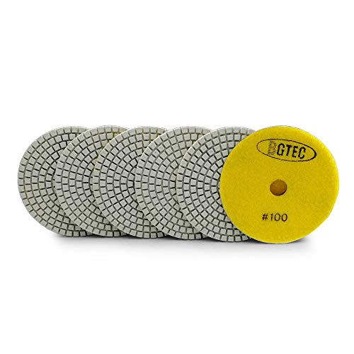 BGTEC 100mm nasser Diamant Polierpads Satz 6 Stücke Körnung 100 Pads Bausatz für Granit Marmor Stein Quarz Fliesen Beton von BGTEC