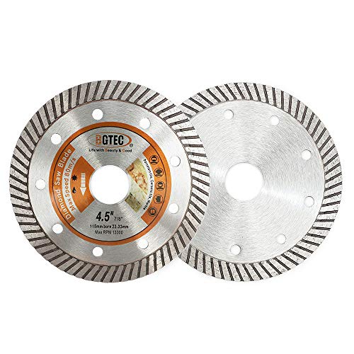 BGTEC Diamant-Fliesenblatt 2 Stück 115mm Super Thin Turbo Rim Beton-Porzellan-Sägeblatt mit 22,23 mm Dorn zum Schneiden von Porzellanfliesen Keramik-Granit-Marmor-Hartmaterial-Trennscheibe von BGTEC