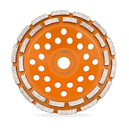 BGTEC Diamant-Betonschleifscheibe, 180 mm, zweireihig, 28 Segmente, Becher-Oberflächenschleifscheibe für Winkelschleifer, Polieren und Reinigen von Granit, Marmor, Mauerwerk von BGTEC