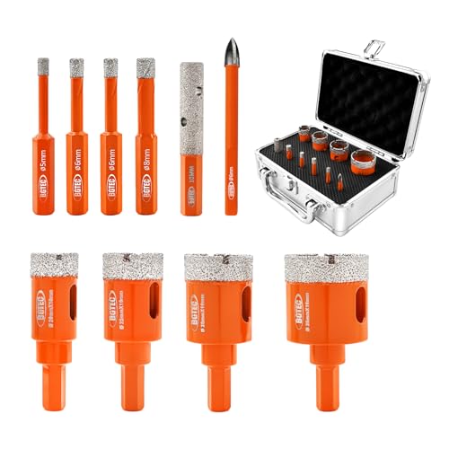 BGTEC Diamant-Lochsäge-Set Marsonry-Bohrer mit Sechskant-Schaft,10 Stück 5/6/6/8/20/25/28/35mm Bohrer+6mm Hartmetall-Bohrer+10mm Fingerfräser für Granit Marmor Porzellan Fliesen Keramik BGTEC Diamant-Lochsäge-Set Marsonry-Bohrer mit Sechskant-Schaft,10 Stück 5/6/6/8/20/25/28/35mm Bohrer+6mm Hartmetall-Bohrer+10mm Fingerfräser für Granit Marmor Porzellan Fliesen Keramik von BGTEC