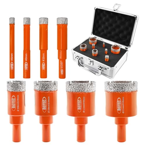 BGTEC Diamant Fliesenbohrer Set - 8Stück(6/8/10/12/20/25/32/35mm) Vakuumgelötete Diamant Bohrkrone mit abgerundeter Schaft für Keramik Porzellan Fliesen Marmor Granit Kunststein Packung BGTEC Diamant Fliesenbohrer Set - 8Stück(6/8/10/12/20/25/32/35mm) Vakuumgelötete Diamant Bohrkrone mit abgerundeter Schaft für Keramik Porzellan Fliesen Marmor Granit Kunststein Packung von BGTEC
