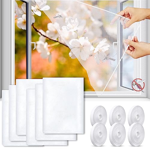 6 Stück Moskitonetze für Fenster Fliegengitter Fenster Magnet Fenster Insektenschutz Netz mit 6 Rollen Selbstklebeband 130x150 cm für Fenster Hält Käfer/Fliegen/Mücken Draußen (Weiss) von BGTLJKD