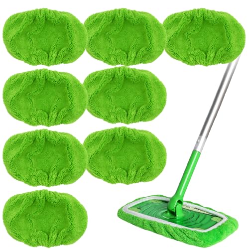 BGTLJKD 8 Stück Tücher Wiederverwendbare für Swiffer Sweeper Mop, Wiederverwendbaren Tüchern Bodenwischer, Pads Waschbaren Mikrofaser Nachfüllpacks für Nass und Trockengebrauch (A) von BGTLJKD