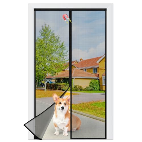 Fliegengitter Balkontür 95x210cm, Insektenschutz Balkontür, Nanometer, Kinderleichte Klebemontage Ohne Bohren, Stärkere Magneten Fliegenvorhang für Balkontür, Kellertür und Terrassentür von BGTLJKD