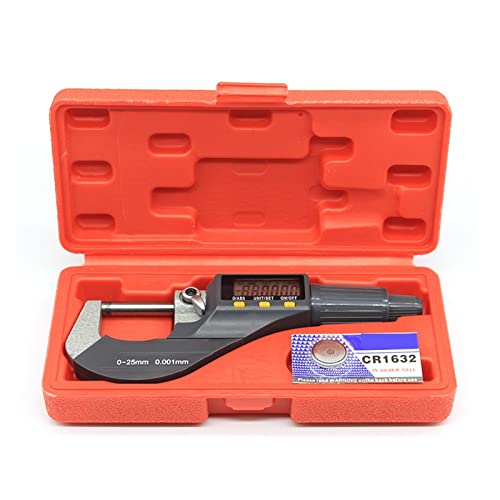 Mikrometer, Hohe Präzision 0,001 mm Batterie CR1632 Elektronischer Außendurchmesser Mikrometer 0-25 mm mit LCD Digitaler Digitalconiper Digital Micrometer,Mess- und Anreißwerkzeuge von BGTSF
