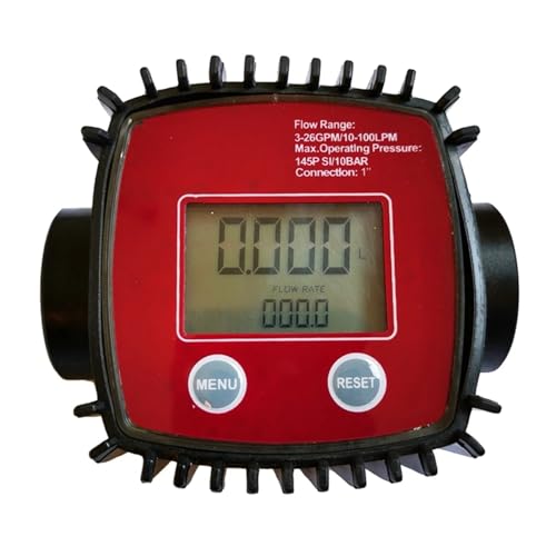 Wasserzähler, Kraftstoffdurchflussmesser K25 Edelstahl-Innenschraube Nylongehäuse Digitaler LCD-Durchflussmesser Pipeline-Flüssigkeitsdurchflussmesser-Sensoren(Red Flowmeter A) von BGTSF
