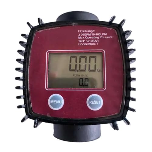 Wasserzähler, Kraftstoffdurchflussmesser K25 Edelstahl-Innenschraube Nylongehäuse Digitaler LCD-Durchflussmesser Pipeline-Flüssigkeitsdurchflussmesser-Sensoren(Red Flowmeter B) von BGTSF