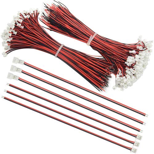 BGTXINGI 100PCS (50Pair) 1,25 mm 2PIN-Buchsen- und Steckerstecker mit rot-schwarzem Anschlusskabel 5.9 ’’ Kompatibel mit JST XH von BGTXINGI