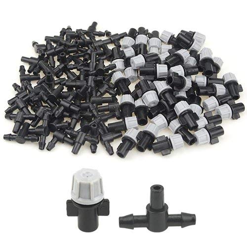 BGTXINGI 100PCS (50Pairs) Gartenbewässerungsset Einstellbare Sprühtropfer Zerstäuben Mit Tee-Anschluss verbinden Gartenrasen-Wasserbewässerungs-Tropfset von BGTXINGI