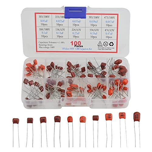 BGTXINGI 100PCS 10 Werte CBB Metallisierte Polypropylen Film Kondensator Assortiment Kit 100V 10nF-474nF BGTXINGI 100PCS 10 Werte CBB Metallisierte Polypropylen Film Kondensator Assortiment Kit 100V 10nF-474nF von BGTXINGI
