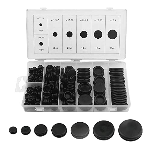 BGTXINGI 170Pcs 7 Größen Gummi Tülle Kit Elektrische Kabel Dichtung Solid Hole Plugs Sortiment Set für Sanitär-Automotive Allgemeine Reparatur von BGTXINGI