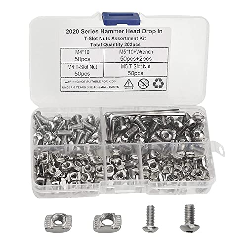 BGTXINGI 200 Stück M4 M5 T Muttern Hammerkopf Befestigung Mutter Tropfen in T Nut Sortiment Kit vernickelt Karbonstahl mit Schrauben und 2 Schraubenschlüsseln für Aluminiumprofil BGTXINGI 200 Stück M4 M5 T Muttern Hammerkopf Befestigung Mutter Tropfen in T Nut Sortiment Kit vernickelt Karbonstahl mit Schrauben und 2 Schraubenschlüsseln für Aluminiumprofil von BGTXINGI