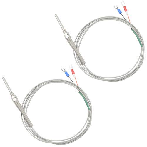 BGTXINGI 2pcs PT100 2-Draht-Thermoelement Edelstahl Temperatursensor Sonde 2 m 5 mm x 100 mm hohe Temperaturbeständigkeit Sonde Draht von BGTXINGI