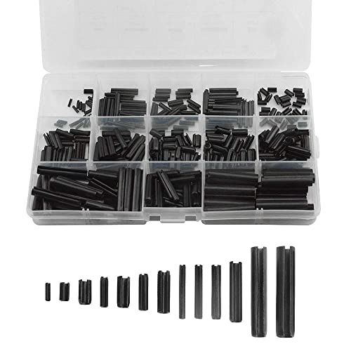 BGTXINGI 390 Stück 13 Arten M1,5 M2 M2,5 M3 M4 M5 M6 Stahl Split Spring Dowel Tension Roll Pins Schlitz Federstift Sortiment Kit von BGTXINGI