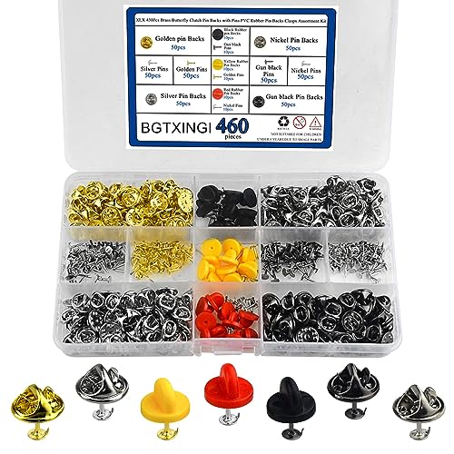 BGTXINGI 430PCS 11.5mm Schmetterling Clutch Pin Backs Silvery Golden Nickel PVC Rubber Pin Backs Clasps Repalcement Kit mit 10mm Krawattennadeln Blank Pins für die Schmuckherstellung und Crafting BGTXINGI 430PCS 11.5mm Schmetterling Clutch Pin Backs Silvery Golden Nickel PVC Rubber Pin Backs Clasps Repalcement Kit mit 10mm Krawattennadeln Blank Pins für die Schmuckherstellung und Crafting von BGTXINGI