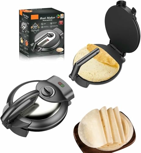 Electric Roti Maker, 10 In Der Nicht-Stick-Beschichtung Roti-Tortilla-Hersteller, 1500-W-Doppelseitige Heizungs-Kreppmaschine Mit Anti-Scenging-Griff Und Indikatorlichter Für Die Familie von BGVYFXEZ