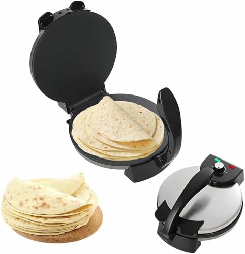 Electric Roti Maker, 1900W Chapati Maker Machine, 10-Zoll-Non-Stick-Roti-Tortilla-Hersteller, Doppelseitige Heizung, Einstellbare Temperaturpfannkuchenhersteller von BGVYFXEZ