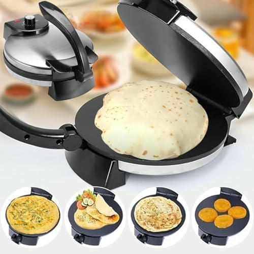 Elektrische Roti Maker, 10 In Non-Stick Chapati Maker, 1800W Edelstahl Roti Presse Mit Anti-Scald Griff Und Anzeige Lichter, Verstellbare Temperatur Für Pfannkuchen Und Crepes von BGVYFXEZ