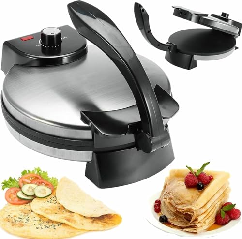 Elektrischer Roti-Hersteller 1800W, 10-Zoll-Nicht-Stick-Chapati Und Tortilla-Maschine Mit Verstellbarer Temperatur Doppelseitiger Heizung Für Pizza, Pita, Quesadillas Und Mehr von BGVYFXEZ