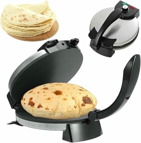 Elektrischer Roti Maker 1800W, 10-Zoll-Klebstoffplatten, Verstellbare Temperatur, Doppelseitige Heizung, Anti-Brandgriff Für Crepes Und Tortillas von BGVYFXEZ