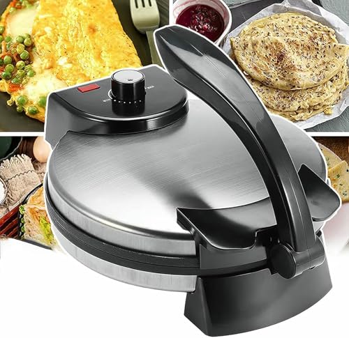 Elektromaschinenmaschine, 1800-W-Roti-Hersteller, 10-Zoll-Non-Stick-Roti-Tortilla-Hersteller, Anti-Scenening-Griff, Indikatorlichter, Einstellbare Temperaturpfannkuchenhersteller-Kreppmaschine von BGVYFXEZ