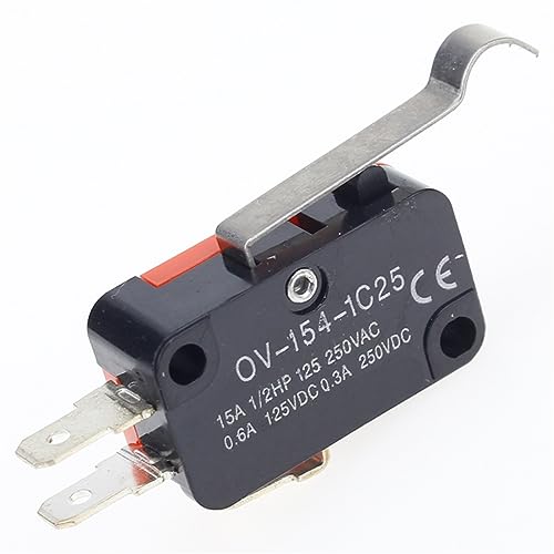 BGWKIMXEP 5 Stück V-154-1C25 Langer Griff Roller Snap Action Push Button SPDT Momentary On-Off Micro Limit Switch 15A 250V Rot/Schwarz BGWKIMXEP 5 Stück V-154-1C25 Langer Griff Roller Snap Action Push Button SPDT Momentary On-Off Micro Limit Switch 15A 250V Rot/Schwarz von BGWKIMXEP