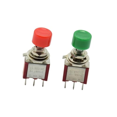 BGWKIMXEP 5 x 3-poliger C-NO-NC 6 mm Mini-Kippschalter, Momentan, 2 A, 250 V AC/5 A, 120 V Wechselstrom, 5 Stück (5 grün) von BGWKIMXEP