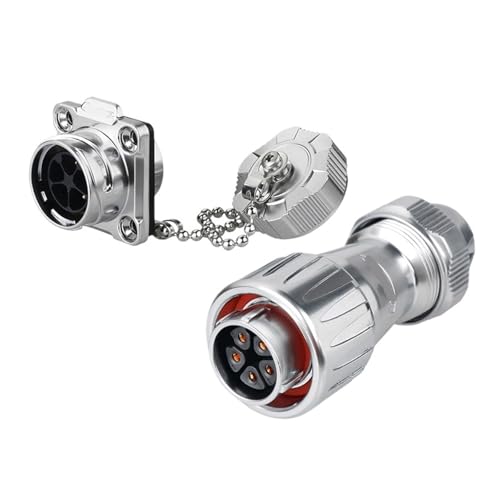 BGWKIMXEP DZ-20 Industrieller Luftfahrtstecker mit Vier Löchern for die umgekehrte Installation, hoch- und niedrigtemperaturbeständige Metallabdeckung, Stecker und Buchse(5 core) von BGWKIMXEP