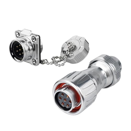 BGWKIMXEP DZ-20 Industrieller Luftfahrtstecker mit Vier Löchern for die umgekehrte Installation, hoch- und niedrigtemperaturbeständige Metallabdeckung, Stecker und Buchse(7 core) von BGWKIMXEP