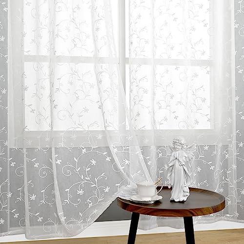 BGment Durchsichtige Vorhänge, 183 cm Länge, 2 Paneele, Leinenimitat, besticktes Blumenmuster, halbtransparent, Voile-Vorhänge, Lichtfilterung, Sichtschutz, Fensterbehandlung für Schlafzimmer, 132,9 x BGment Durchsichtige Vorhänge, 183 cm Länge, 2 Paneele, Leinenimitat, besticktes Blumenmuster, halbtransparent, Voile-Vorhänge, Lichtfilterung, Sichtschutz, Fensterbehandlung für Schlafzimmer, 132,9 x von BGment