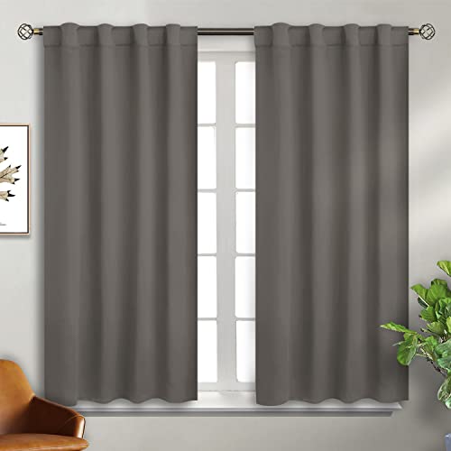 BGment Graue Verdunkelungsvorhänge für Schlafzimmer – 96,5 x 114,7 cm, Thermo-Stangentasche und Rücklasche, Verdunkelungsvorhänge für Küche/Fenster/Wohnzimmer, 2 Paneel-Sets von BGment