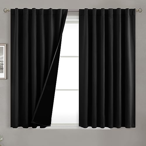 BGment Kurze schwarze Verdunkelungsvorhänge mit Innenfutter, Thermovorhänge, 114 cm lang, Stangentasche und Rückenlasche, doppellagig, verdunkelnd, Sichtschutzvorhänge für Schlafzimmer, 132 x 114 cm BGment Kurze schwarze Verdunkelungsvorhänge mit Innenfutter, Thermovorhänge, 114 cm lang, Stangentasche und Rückenlasche, doppellagig, verdunkelnd, Sichtschutzvorhänge für Schlafzimmer, 132 x 114 cm von BGment
