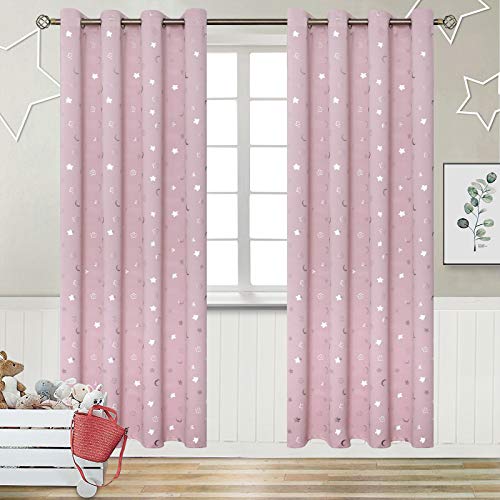 BGment Rosa Vorhänge für Mädchenzimmer, 213 cm lang, Stern und Mond, Verdunkelungsvorhänge für Kinderzimmer, Raumverdunkelung, wärmeisoliert, Fensterösenvorhänge für Kinderzimmer, 132 cm breit, 2 BGment Rosa Vorhänge für Mädchenzimmer, 213 cm lang, Stern und Mond, Verdunkelungsvorhänge für Kinderzimmer, Raumverdunkelung, wärmeisoliert, Fensterösenvorhänge für Kinderzimmer, 132 cm breit, 2 von BGment