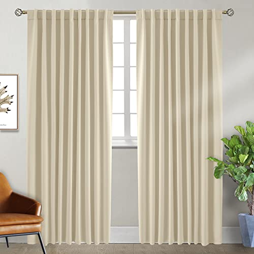 BGment Verdunkelungsvorhänge für Schlafzimmer – 213 cm Stangentasche und Rückenlasche wärmeisoliert Raumverdunkelungsvorhänge für Wohnzimmer, 2 Vorhänge (178 x 213 cm, Beige) von BGment