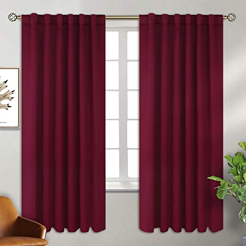 BGment Verdunkelungsvorhänge mit Stangendurchzug und Hinterlasche für Schlafzimmer - Wärmeisolierung Verdunkelungsvorhänge für Wohnzimmer, 2 Fenstervorhänge (132 x 183 cm, Burgunderrot) von BGment