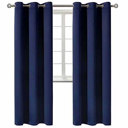 BGment Verdunklungsvorhänge für Wohnzimmer – Thermoisoliert Raumverdunkelung energiesparende Vorhänge für Schlafzimmer, Set von 2 Paneelen (107,7 x 213,3 cm, marineblau) von BGment