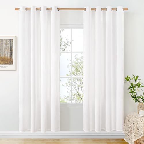 BGment Weiße Leinen-Vorhänge für Wohnzimmer, 200 cm lang, dicke, halbtransparente Fenstervorhänge mit Ösen, Lichtfilterung, nicht durchsichtig, für Schlafzimmer, 2 Paneele, jeder Vorhang 132 cm breit BGment Weiße Leinen-Vorhänge für Wohnzimmer, 200 cm lang, dicke, halbtransparente Fenstervorhänge mit Ösen, Lichtfilterung, nicht durchsichtig, für Schlafzimmer, 2 Paneele, jeder Vorhang 132 cm breit von BGment