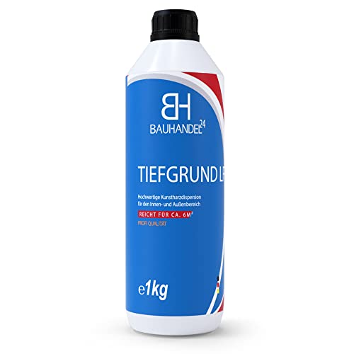 Bauhandel24 - Tiefengrund LF 1kg, Grundierung für Wand Innen & Außen, Profi Tiefgrund auf Kunstharzdispersion, Haftgrund für saugende Untergründe reicht für 6m² von BH BAUHANDEL24